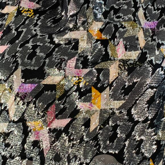 ISABEL MARANT Size M Black Metallic Silk Blend Geometric Cowl Neck Dress Top - Picture 2 of 7